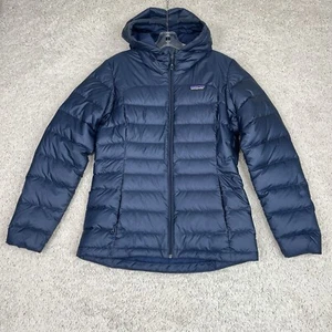 Patagonia Down Puffer Coat Womens Small Blue High-Loft Sweater Hoody Jacket READ - Picture 1 of 13