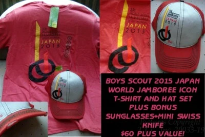 NEW OFFICIAL BOY SCOUT WORLD JAMBOREE JAPAN T-SHIRT + BASEBALL HAT SET+BONUS-S=S - Image 1 of 4