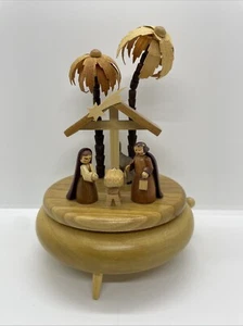 Vintage Erzgebirge Krippe 7" Holz Germany Spieluhr - Count Your Blessings - Bild 1 von 11