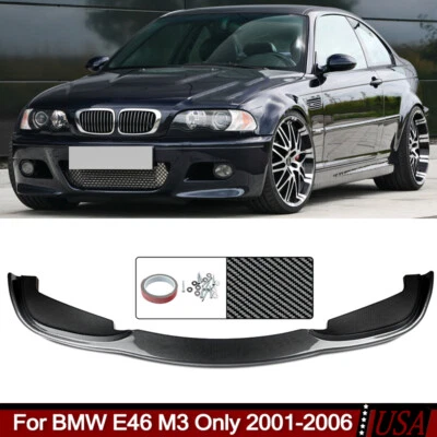 H Style Front Bumper Splitter Lip Fit BMW E46 M3 Only 2001-06 Carbon Fiber Look Foto 1 de 4