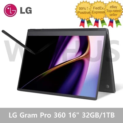 LG Gram Pro 360 16" 16T90SP-KD7BK Ultra7 Intel Arc 32GB/1TB Win11 Laptop - Image 1 of 4