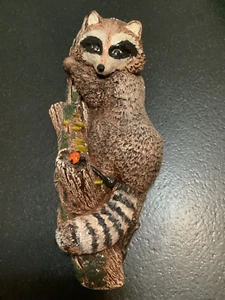 Vintage Chalkware Racoon in Tree Wall Decor - Picture 1 of 4