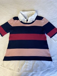 NY & Co. striped multicolor collared sweater short sleeve women's size XS - Picture 1 of 10