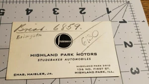Biglietto da visita Highland Park Motors Studebaker Automobiles anni '30 da Chicago Ill - Foto 1 di 2