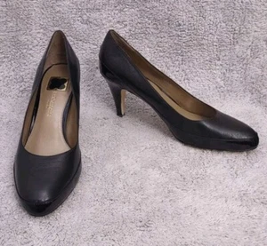 NWOT Liz Claiborne "Cammie" Black Leather High Heel Pump 11 M Round Toe - Picture 1 of 10