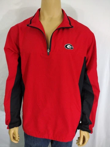 GEORGIA BULLDOGS Windbreaker Jacket LS Men L 1/4 Zip Polyester CB Weathertech Cover