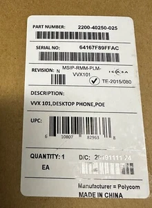 NEW IN BOX - Polycom 2200-40250-025 VVX 101 Entry Level IP VOIP POE Telephone - Picture 1 of 1