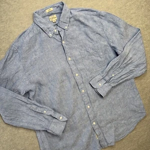 J Crew Shirt Mens XL Slim Blue Baird McNutt Irish Linen Button Down Preppy Beach - Picture 1 of 9