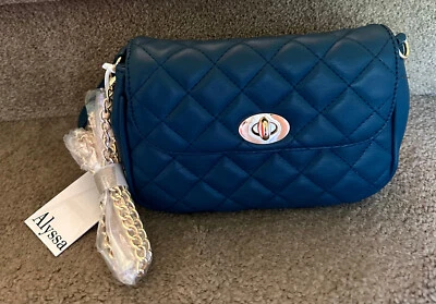 BOLSO BANDOLERA O SILLÍN CON CADENA ALYSSA AZUL VERDE AZULADO ESTILO DOBLE BOLSO NUEVO CON ETIQUETAS Foto 1 de 4