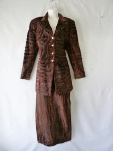 Juego de Falda Larga Blazer/Lápiz Burnout Diseñador Serge Dana Terciopelo Animal ~ De Colección ~ 40~4 - Imagen 1 de 12