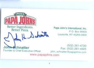 John Schnatter signed autographed Auto 3.5 x 2 Business Card PAPA JOHNS - Picture 1 of 1