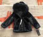 Rothschild SOFT Black Hooded Washable Faux Fur Zip Jacket Kids Medium 5-6 NWTs