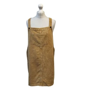 New Look Beige Corduroy Pinafore Dungaree Dress Women's UK Size 14 - Picture 1 of 6