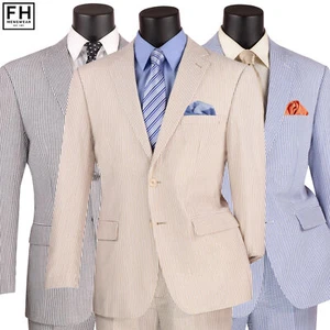 VINCI Men's Striped Seersucker 2-Button Modern Fit Suit; 38S-56L, 3 Colors - NEW - Picture 1 of 13