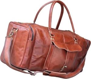 A Classic Vintage Genuine Leather Travel Luggage Duffel Weekend Overnight Bag - Picture 1 of 7