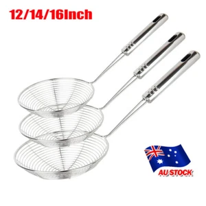 3X Kitchen Utensil Stainless Steel Mesh Strainer Ladle Spider Skimmer Fry Spoon - Picture 1 of 11