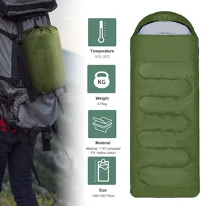 4 SEASON SINGLE SLEEPING BAGS CAMPING RECTANGULAR ENVELOPE ZIP UP KIDS ADULT~ - Picture 1 of 10