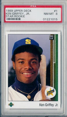 1989 Upper Deck KEN GRIFFEY JR #1 Star Rookie Seattle Mariners RC NM-Mint PSA 8 - Image 1 of 2