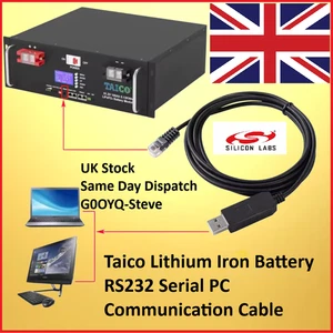 Cable de comunicación para PC serie RS232 batería de hierro litio Taico de 1,8 m de largo - Imagen 1 de 3