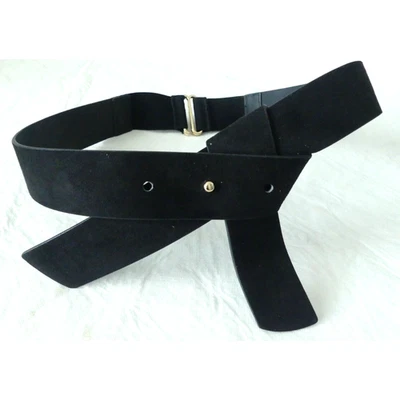 Cinto frontal transversal preto H&M pequeno ajustável artístico inclinado frontal elástico traseiro - Imagem 1 de 4