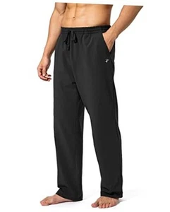 Men's Cotton Yoga Sweatpants Athletic Lounge Pants Open Bottom Casual Jersey - Picture 1 of 7