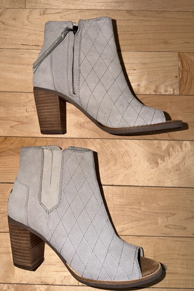 TOMS Women’s Majorca Quilted Suede Leather Peep Open Toe Heels Size 6 WORN ONCE! - Image 1 of 4