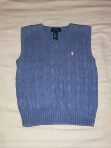 Polo Ralph Lauren blue cable knit sweater vest size 5 - Picture 1 of 7