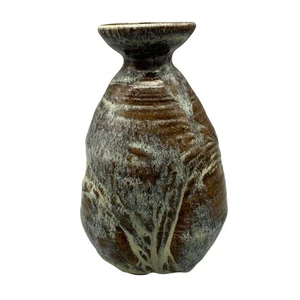 Handgefertigte Keramik Keramik Vase mit erdiger brauner & cremefarbener Glasur Oberfläche 7" hoch - Bild 1 von 9