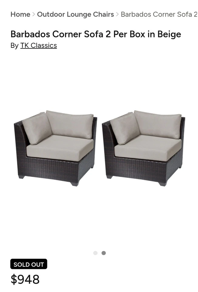 Silla esquinera TK Classics Barbados (juego de 2) TKC020B-CS-DB Foto 1 de 3