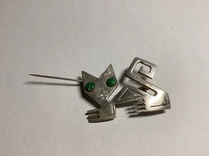 Broche prendedor de gato de plata esterlina ojos esmaltados verdes Vicky Perú 925 de colección Envío gratis - Imagen 1 de 5