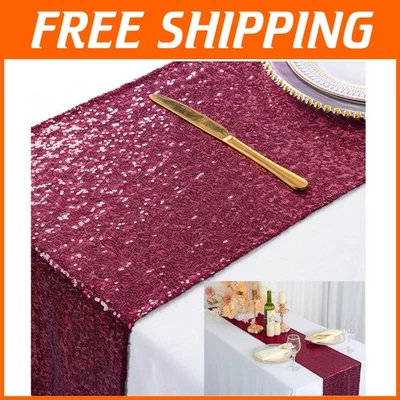 Shiny Burgundy Party Table Cover - Set of 10 Runners - Image 1 of 4
