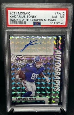 2021 Mosaic Rookie Autograph Kadarius Toney Mosaic Base Auto PSA 8 MT Sp Auto - Image 1 of 2