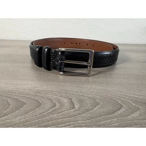 Cinturón Allen Edmonds de cuero negro para hombre 41" - Hebilla de latón macizo - Usado en excelente estado - Imagen 1 de 6