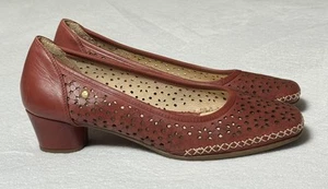 Pikolinos Gomera Pumps Women’s 42 Burgundy Red Floral Block Heel Leather Shoes - Picture 1 of 9
