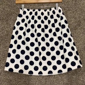 J Crew Crewcuts Ivory/Navy Blue Polka Dot Skirt Girls 14 100% Cotton - Picture 1 of 7