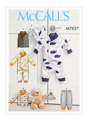 McCall's Sewing Pattern M7827 Infants Bunting Jacket Vest Pants Size NB-XL UNCUT - Image 1 of 4
