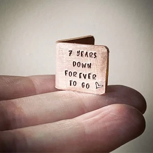 Personalised minature 7 YEARS Copper wedding anniversary card Gift For Wife - Picture 1 of 3