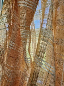 3Y6" Lot Airish Plaid Checks Fabric Pale Orange Tan New Old Stock 1960-70s Cott - Bild 1 von 5