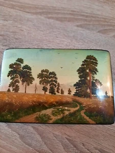 Fedoskino VINTAGE Russische Lackdose Handarbeit Pappier-Mache Mstera 1962 UdSSR  - Bild 1 von 16