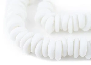 Opaque White Annular Wound Dogon Beads 14mm West Africa African Ring Glass - Picture 1 of 4