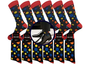 1-6-12 Pk Dress Socks RED Novelty Polka Dot Cotton Socks True to Size 10-13 - Picture 1 of 8