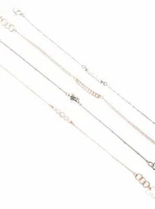 NWT Guess Rose-Gold & Silver Metal-Rhinestones-4 Piece Bracelet Set - Picture 1 of 1