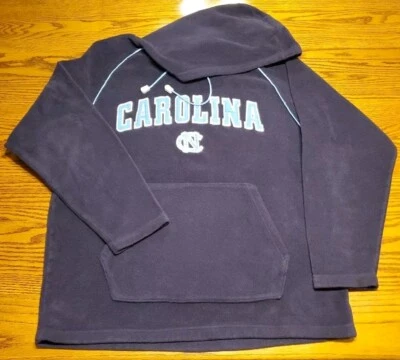 Large 90s North Carolina University Tar Heels Embroidered Fleece Hoodie Vintage  - Image 1 of 4