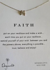 Dogeared Faith Make A Wish Angel Wings Charm Necklace 16 in Silver Chain - Picture 1 of 2