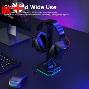 RGB Desk Gaming Headset Holder with 3 USB2.0 Ports PC Gamer Earphone Accessories - Afbeelding 1 van 14