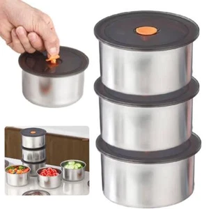 Stainless Steel Food Container Fridge Sealed Crisper Box Lunch Bowls' V8K1 - Picture 1 of 16
