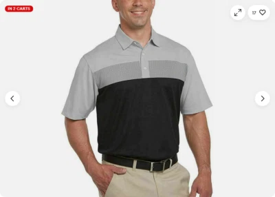 Men's Pebble Beach Short Sleeve Dry-Luxe Performance Polo(GREY/BLK,XXL) NWOT - Image 1 of 2