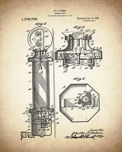 8808.Decoration Poster.Home room interior art print.Patent.Barber Pole.Decor - Picture 1 of 1