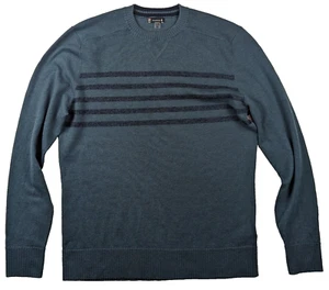 SMARTWOOL Sparwood Crewneck Striped Long Sleeve Pullover Green Sweater Men M - Picture 1 of 4