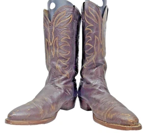 Nocona Cowboy Western Rodeo Boots Dark Brown Leather Sz 10.5 D Wide #4003 Vtg - Foto 1 di 24